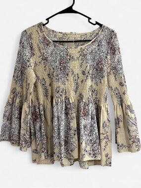 Jane and Delancey Floral Bell Sleeve Smocked Blouse